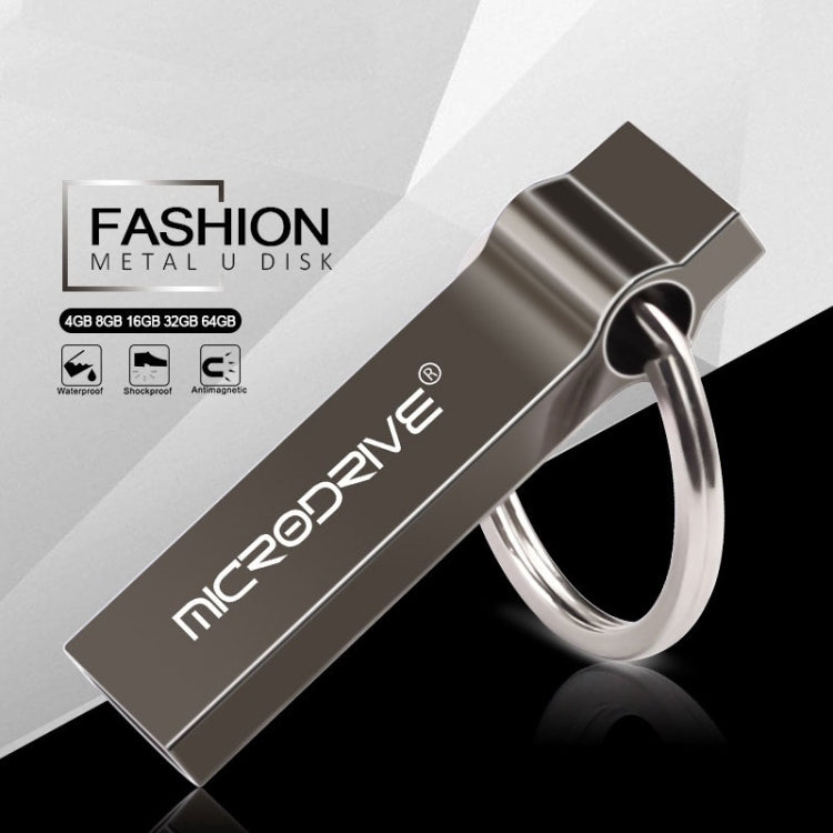 MicroDrive 8GB USB 2.0 Metal Keychain U Disk (Grey) - USB Flash Drives by MicroDrive | Online Shopping UK | buy2fix